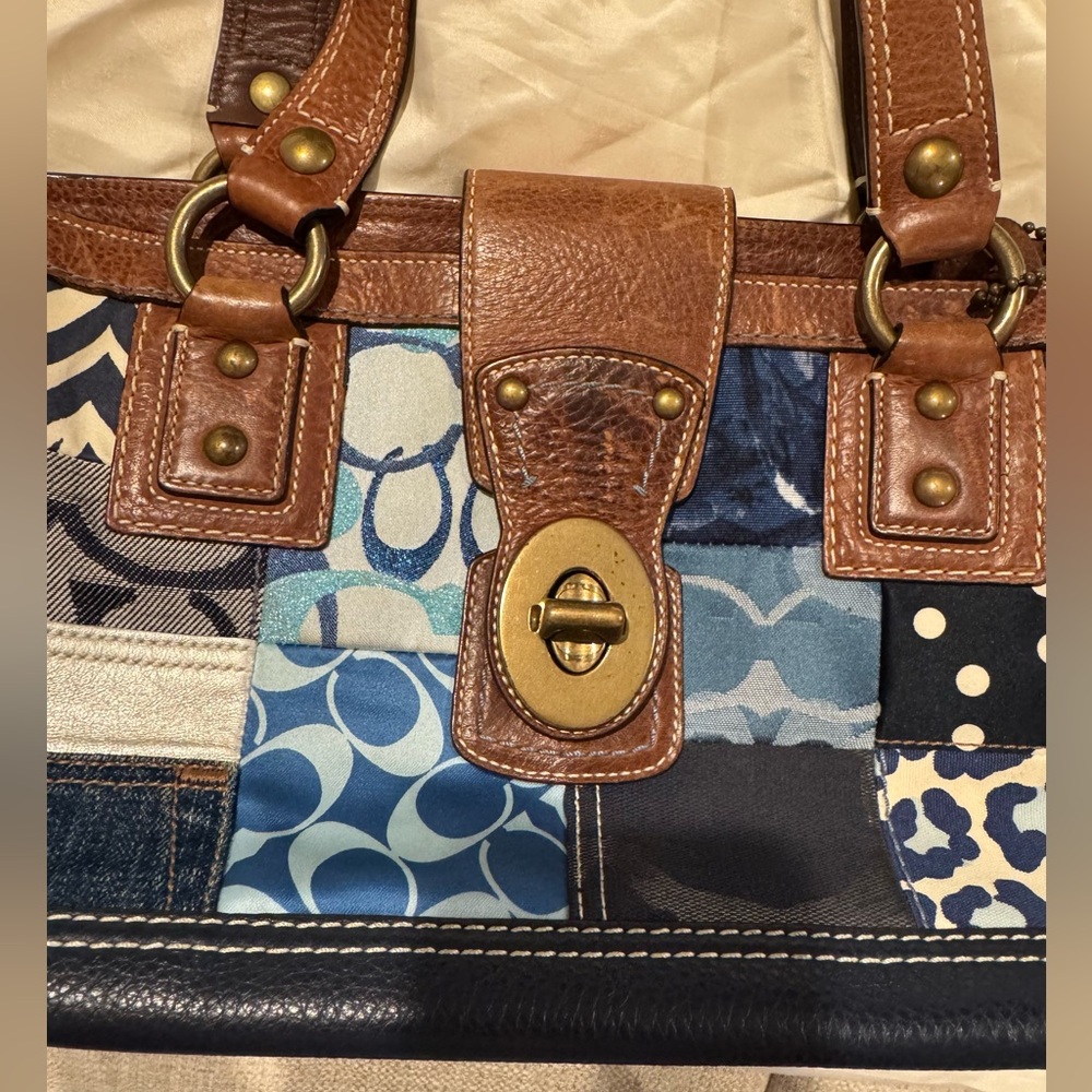 Coach Vintage Blue Patchwork Shoulder Bag (w/Coach Dust Bag)